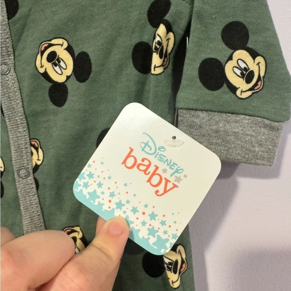 Green Mickey head‎ Disney Baby footie pajamas